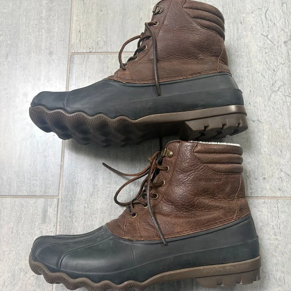 Sperry Waterproof Lined Leather Duck Boots Brown 9.5